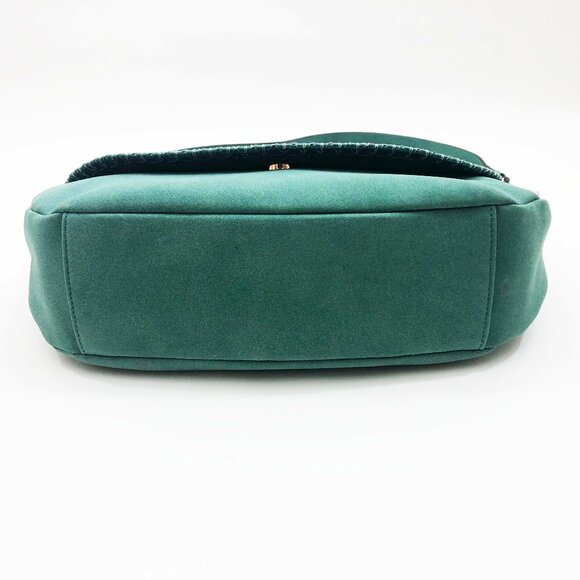 Jen & Co Jess Vegan Stitched Shoulder Bag Faux Suede Faun Blue 15x11x3.5 inches - Picture 3 of 8